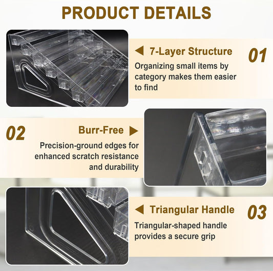 7 Tier Essential Oil Organizer Clear Essential Oil Holder Essential Oil Storage Shelf Holds 5ml 10ml 15ml 30ml for Countertop Stand Display Nail Polish Makeup (1 Pcs)
