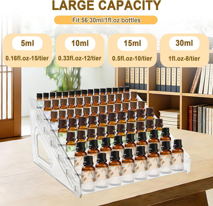 7 Tier Essential Oil Organizer Clear Essential Oil Holder Essential Oil Storage Shelf Holds 5ml 10ml 15ml 30ml for Countertop Stand Display Nail Polish Makeup (1 Pcs)