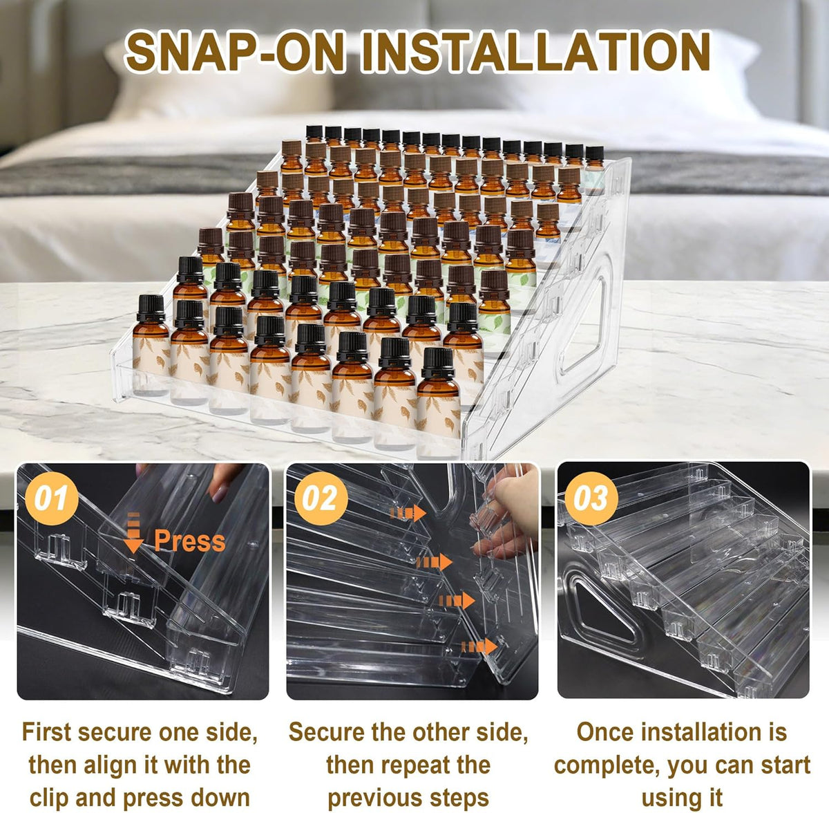 7 Tier Essential Oil Organizer Clear Essential Oil Holder Essential Oil Storage Shelf Holds 5ml 10ml 15ml 30ml for Countertop Stand Display Nail Polish Makeup (1 Pcs)