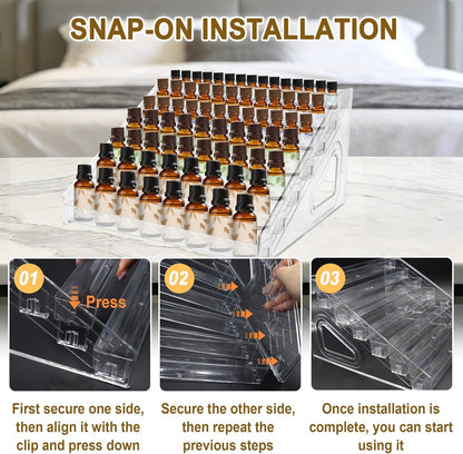 7 Tier Essential Oil Organizer Clear Essential Oil Holder Essential Oil Storage Shelf Holds 5ml 10ml 15ml 30ml for Countertop Stand Display Nail Polish Makeup (1 Pcs)