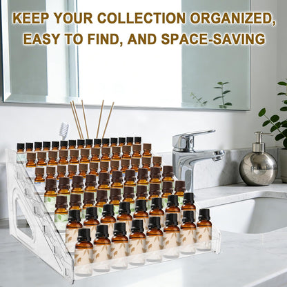 7 Tier Essential Oil Organizer Clear Essential Oil Holder Essential Oil Storage Shelf Holds 5ml 10ml 15ml 30ml for Countertop Stand Display Nail Polish Makeup (1 Pcs)