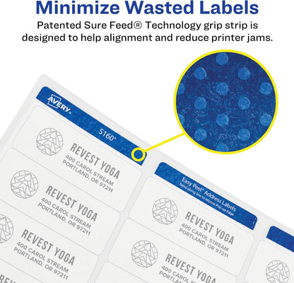 Round Printable Labels, 2.5" Diameter, Matte White, Sure Feed Technology, Laser & Inkjet Compatible, 300 Blank Labels Total, Great for Branding, Packages, School Supplies, and More (5294)