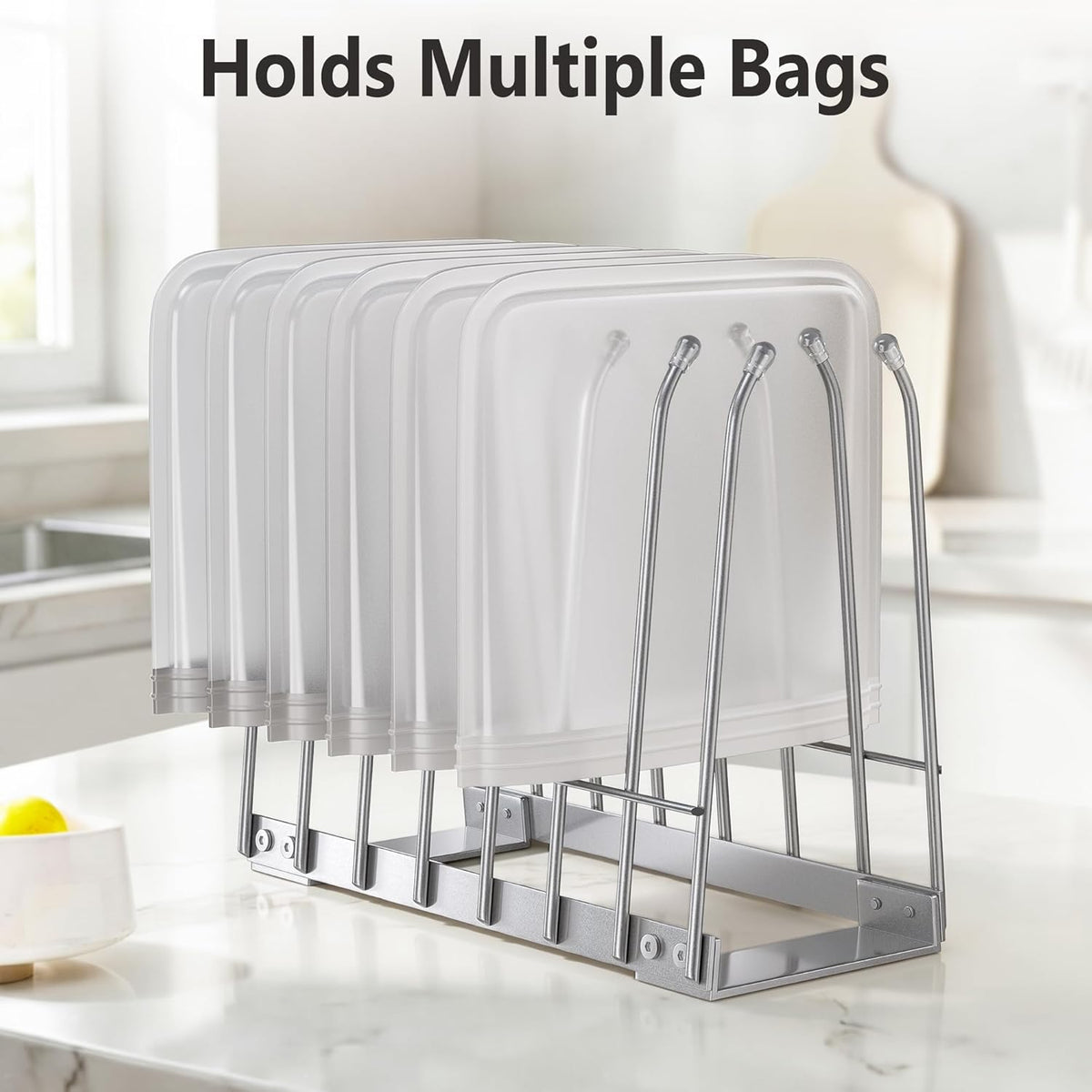 Reusable Bag Drying Rack, Bag Dryer Stand for Reusable Food Storage Bags, Ziplock & Vacuum Bags, Rustproof Kitchen Drying Rack, Silver