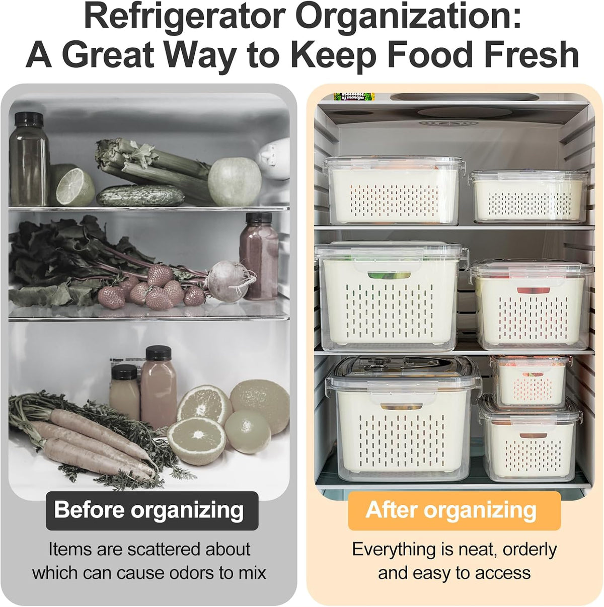 4 PCS Fruit Storage Containers for Fridge-Features removable Colander,All-in-One Fruit Washing Bowl & Colander,Microwave/Dishwasher Safe for Berry,Lettuce,Salad & Meat Fresh Longer,Green
