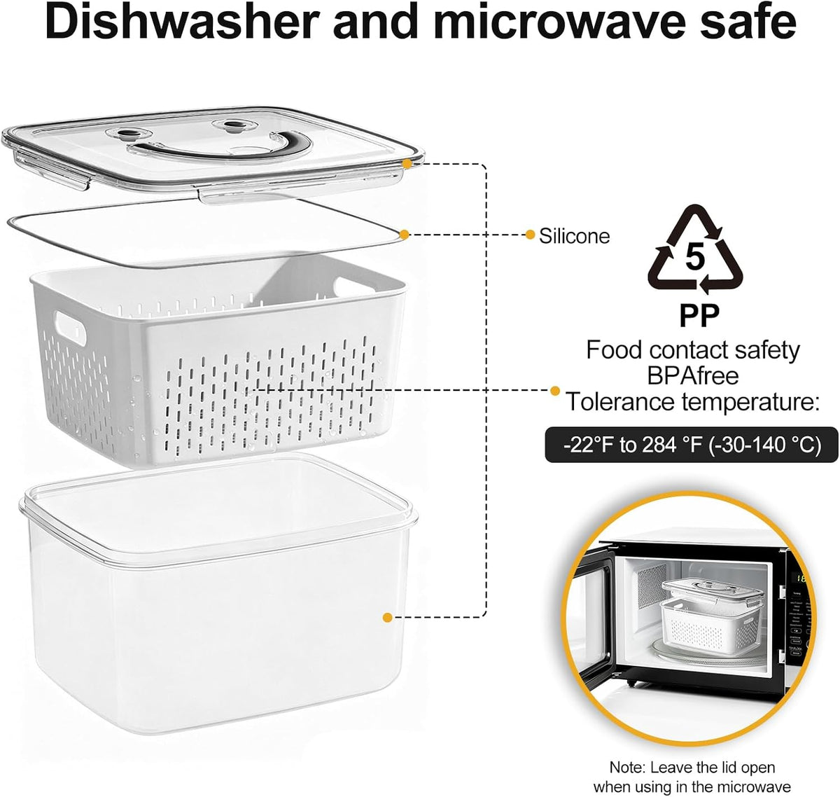 4 PCS Fruit Storage Containers for Fridge-Features removable Colander,All-in-One Fruit Washing Bowl & Colander,Microwave/Dishwasher Safe for Berry,Lettuce,Salad & Meat Fresh Longer,Green