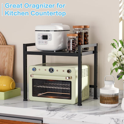 Expandable Metal Storage Shelves, 110LBS Heavy Duty Shelving Units and Storage for Pots Pans Small Appliances, Adjustable Metal Storage Shelf Organizer Rack for Kitchen Cabinets Closet Pantry Garage