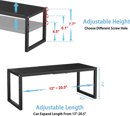 Expandable Metal Storage Shelves, 110LBS Heavy Duty Shelving Units and Storage for Pots Pans Small Appliances, Adjustable Metal Storage Shelf Organizer Rack for Kitchen Cabinets Closet Pantry Garage