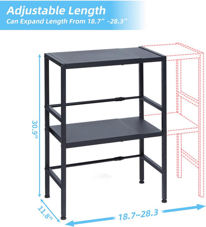 Expandable Metal Storage Shelves, 110LBS Heavy Duty Shelving Units and Storage for Pots Pans Small Appliances, Adjustable Metal Storage Shelf Organizer Rack for Kitchen Cabinets Closet Pantry Garage