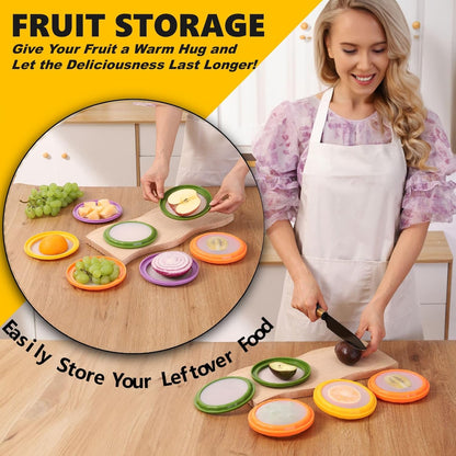 Onion Storage and Avocado Saver - 4-Piece Set Silicone Fruit Storage Box, Multifunctional and Perfect for Lemons, Cheese, Tomatoes, Potatoes, Garlic