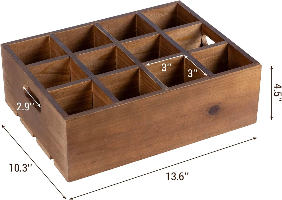 MyGift Rustic Wood Bottle Storage Crate, 12 Slot Beer Holder Caddy