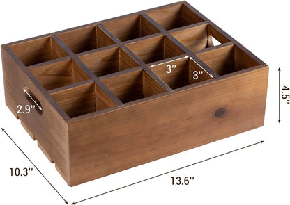 MyGift Rustic Wood Bottle Storage Crate, 12 Slot Beer Holder Caddy