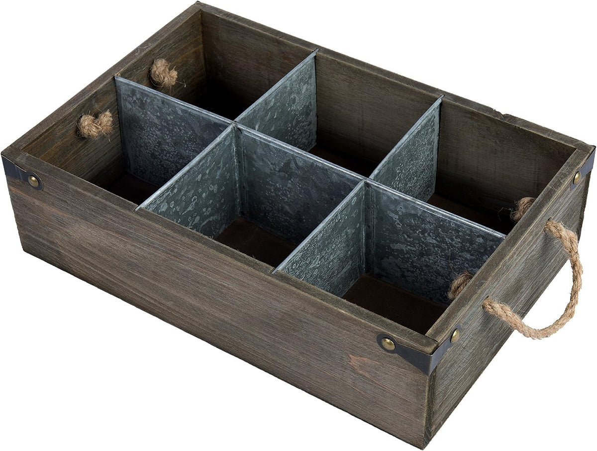 MyGift Rustic Wood Bottle Storage Crate, 12 Slot Beer Holder Caddy