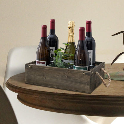 MyGift Rustic Wood Bottle Storage Crate, 12 Slot Beer Holder Caddy