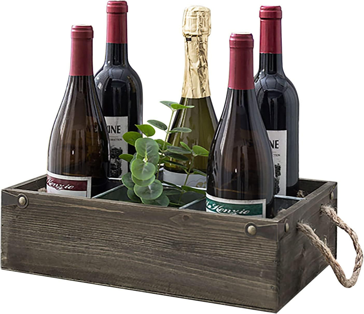 MyGift Rustic Wood Bottle Storage Crate, 12 Slot Beer Holder Caddy