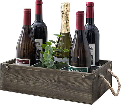 MyGift Rustic Wood Bottle Storage Crate, 12 Slot Beer Holder Caddy