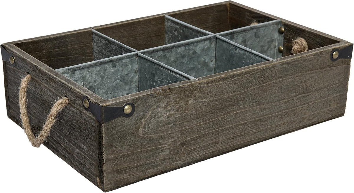 MyGift Rustic Wood Bottle Storage Crate, 12 Slot Beer Holder Caddy