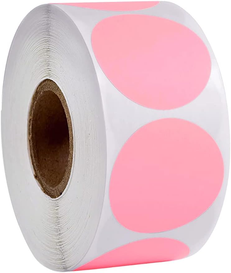 2 Inch Round Pink Thermal Labels - 500 Adhesive Stickers for Shipping, Barcode, QR Code | Compatible with Thermal Printers | Custom Logo, Business Branding, Inventory Stickers