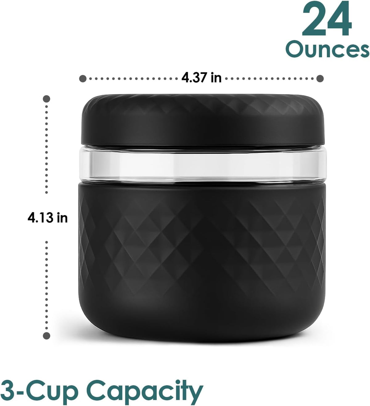 24 oz/3 Cup Glass Lunch Bowl Container with Lid, Leak & Spill Proof