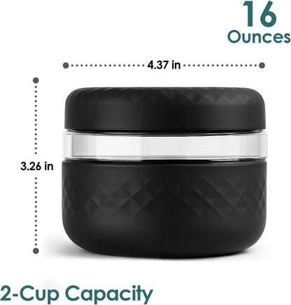 24 oz/3 Cup Glass Lunch Bowl Container with Lid, Leak & Spill Proof