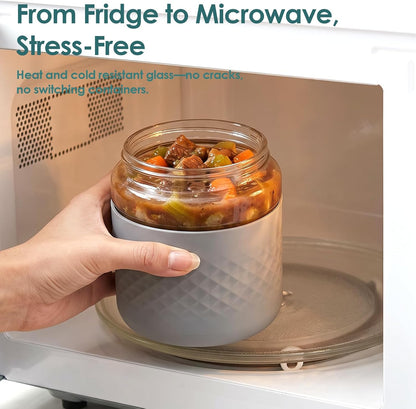 24 oz/3 Cup Glass Lunch Bowl Container with Lid, Leak & Spill Proof