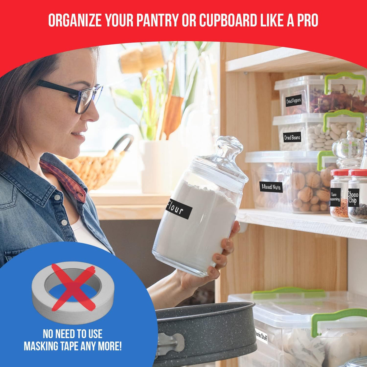 Reusable Chalkboard Labels for Food Containers, 96-Pack (1x3 & 1.5") - Erasable Dry Erase Stickers - Removable Kitchen Labels for Fridge, Freezer & Organizing