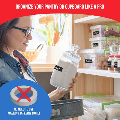Reusable Chalkboard Labels for Food Containers, 96-Pack (1x3 & 1.5") - Erasable Dry Erase Stickers - Removable Kitchen Labels for Fridge, Freezer & Organizing