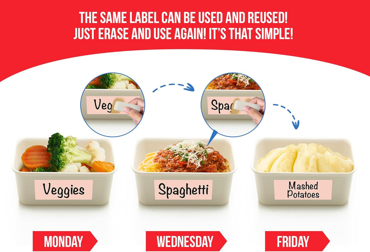 Reusable Chalkboard Labels for Food Containers, 96-Pack (1x3 & 1.5") - Erasable Dry Erase Stickers - Removable Kitchen Labels for Fridge, Freezer & Organizing