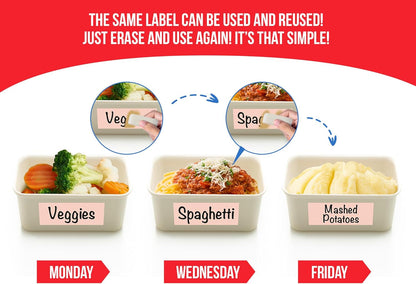 Reusable Chalkboard Labels for Food Containers, 96-Pack (1x3 & 1.5") - Erasable Dry Erase Stickers - Removable Kitchen Labels for Fridge, Freezer & Organizing