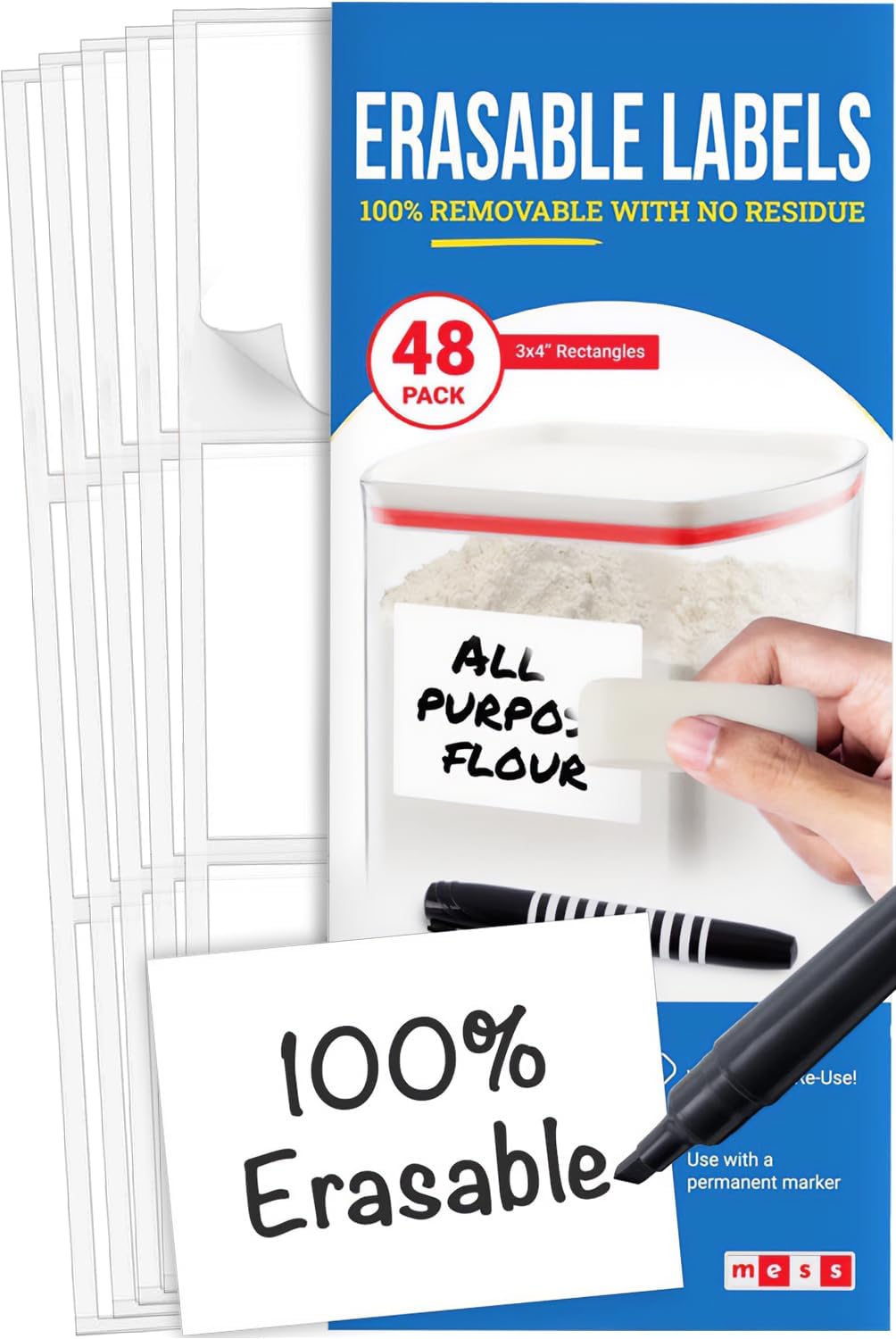 Reusable Chalkboard Labels for Food Containers, 96-Pack (1x3 & 1.5") - Erasable Dry Erase Stickers - Removable Kitchen Labels for Fridge, Freezer & Organizing