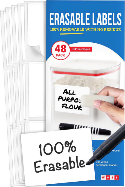 Reusable Chalkboard Labels for Food Containers, 96-Pack (1x3 & 1.5") - Erasable Dry Erase Stickers - Removable Kitchen Labels for Fridge, Freezer & Organizing