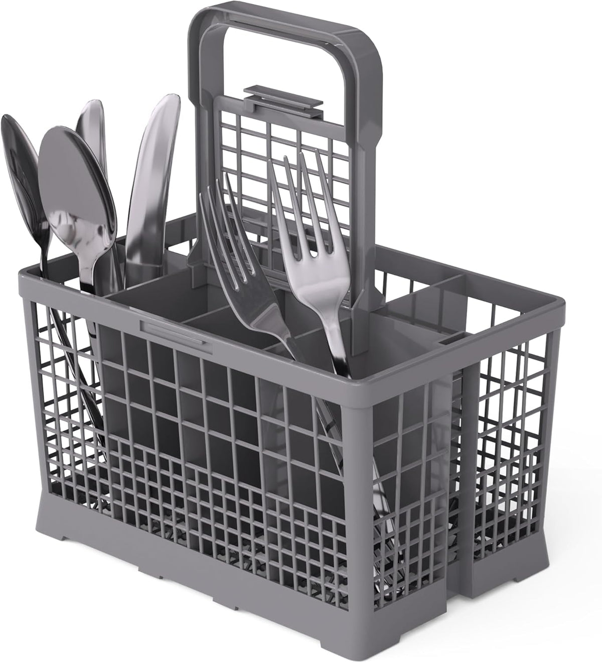 Universal Dishwasher Utensils Silverware Cutlery Basket Compatible with Maytag, Samsung, Kenmore,GE, Bosch, Whirlpool, KitchenAid and Many More (Gray)
