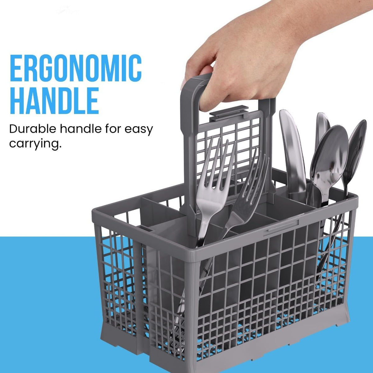 Universal Dishwasher Utensils Silverware Cutlery Basket Compatible with Maytag, Samsung, Kenmore,GE, Bosch, Whirlpool, KitchenAid and Many More (Gray)