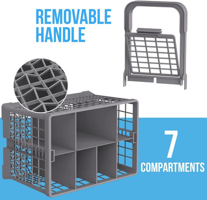 Universal Dishwasher Utensils Silverware Cutlery Basket Compatible with Maytag, Samsung, Kenmore,GE, Bosch, Whirlpool, KitchenAid and Many More (Gray)