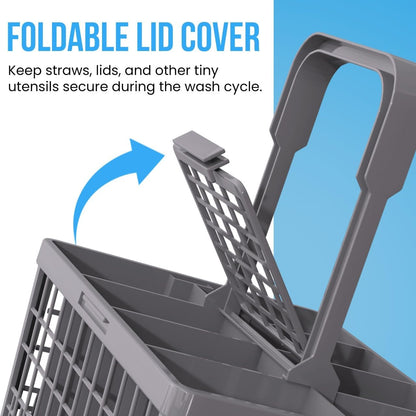 Universal Dishwasher Utensils Silverware Cutlery Basket Compatible with Maytag, Samsung, Kenmore,GE, Bosch, Whirlpool, KitchenAid and Many More (Gray)