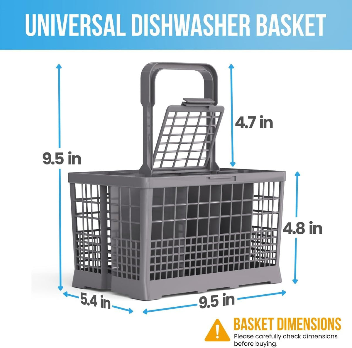 Universal Dishwasher Utensils Silverware Cutlery Basket Compatible with Maytag, Samsung, Kenmore,GE, Bosch, Whirlpool, KitchenAid and Many More (Gray)