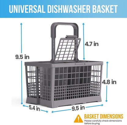 Universal Dishwasher Utensils Silverware Cutlery Basket Compatible with Maytag, Samsung, Kenmore,GE, Bosch, Whirlpool, KitchenAid and Many More (Gray)