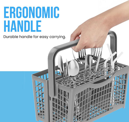 Universal Dishwasher Utensils Silverware Cutlery Basket Compatible with Maytag, Samsung, Kenmore,GE, Bosch, Whirlpool, KitchenAid and Many More (Gray)