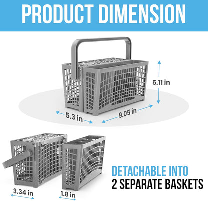 Universal Dishwasher Utensils Silverware Cutlery Basket Compatible with Maytag, Samsung, Kenmore,GE, Bosch, Whirlpool, KitchenAid and Many More (Gray)