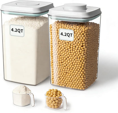 Airtight Food Storage Containers,1.3Qt Pop Food Containers with Lids, Stackable One Button Opening Kitchen Pantry Organizers and Storage, BPA-Free Food Containers Set for Snacks Candy Spices