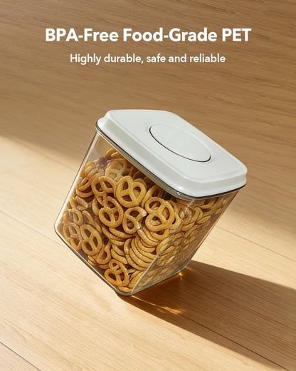 Airtight Food Storage Containers,1.3Qt Pop Food Containers with Lids, Stackable One Button Opening Kitchen Pantry Organizers and Storage, BPA-Free Food Containers Set for Snacks Candy Spices