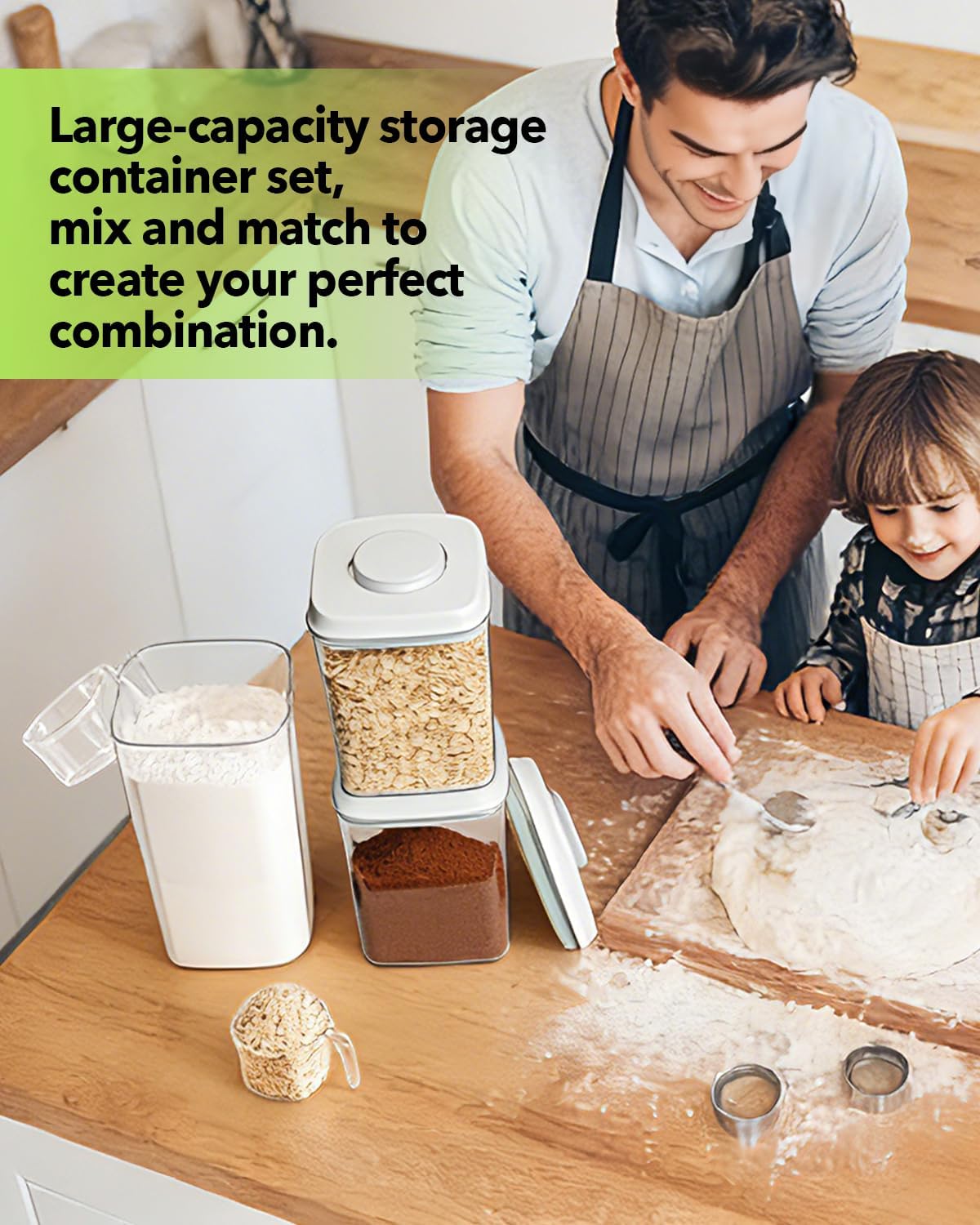 Airtight Food Storage Containers,1.3Qt Pop Food Containers with Lids, Stackable One Button Opening Kitchen Pantry Organizers and Storage, BPA-Free Food Containers Set for Snacks Candy Spices
