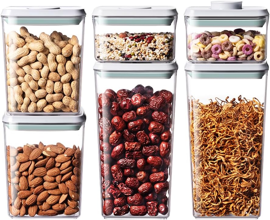Airtight Food Storage Containers,1.3Qt Pop Food Containers with Lids, Stackable One Button Opening Kitchen Pantry Organizers and Storage, BPA-Free Food Containers Set for Snacks Candy Spices