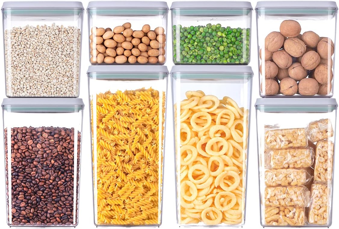Airtight Food Storage Containers,1.3Qt Pop Food Containers with Lids, Stackable One Button Opening Kitchen Pantry Organizers and Storage, BPA-Free Food Containers Set for Snacks Candy Spices