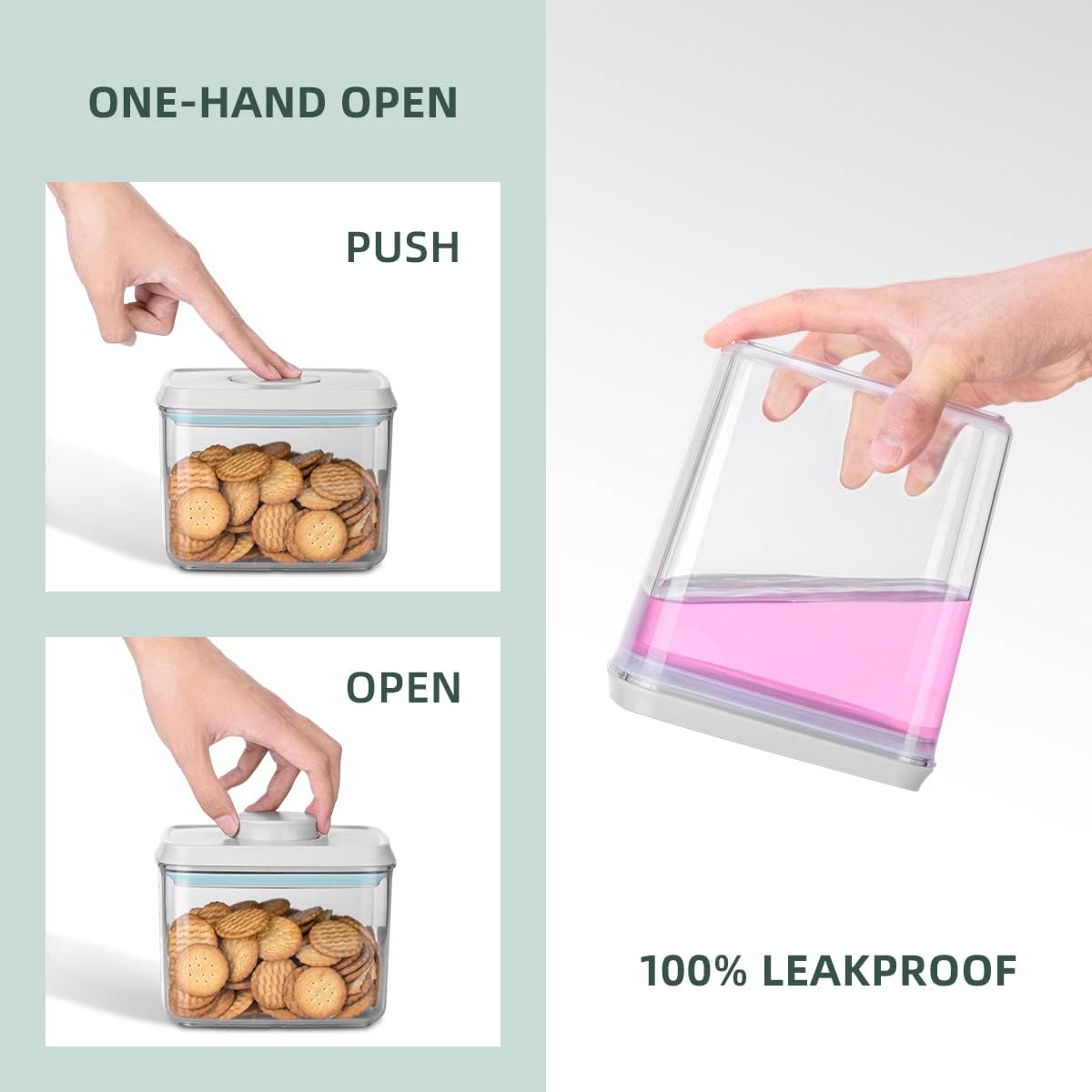 Airtight Food Storage Containers,1.3Qt Pop Food Containers with Lids, Stackable One Button Opening Kitchen Pantry Organizers and Storage, BPA-Free Food Containers Set for Snacks Candy Spices