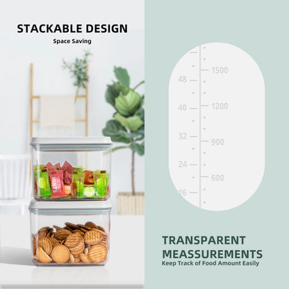 Airtight Food Storage Containers,1.3Qt Pop Food Containers with Lids, Stackable One Button Opening Kitchen Pantry Organizers and Storage, BPA-Free Food Containers Set for Snacks Candy Spices
