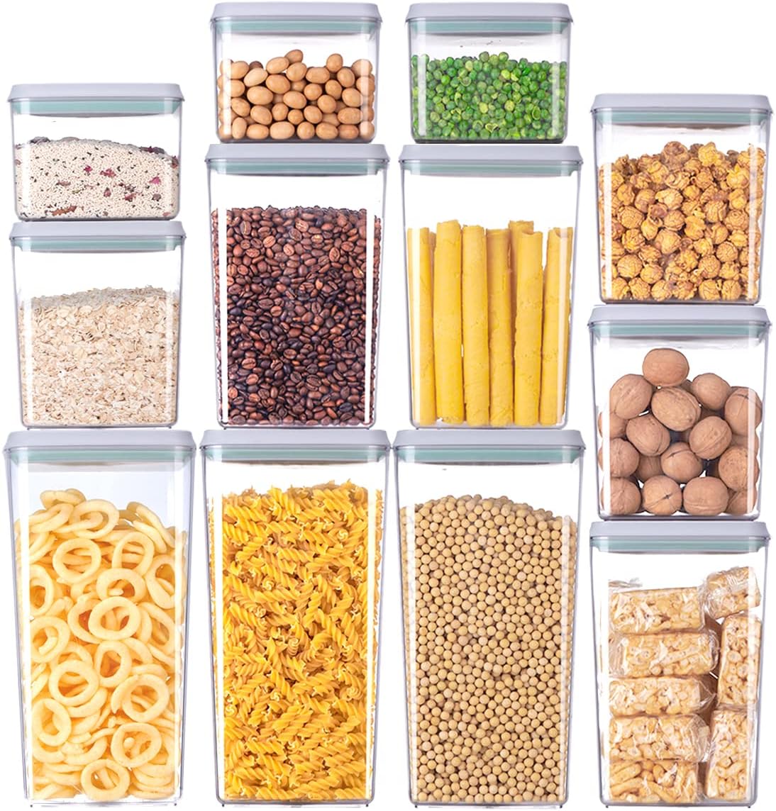 Airtight Food Storage Containers,1.3Qt Pop Food Containers with Lids, Stackable One Button Opening Kitchen Pantry Organizers and Storage, BPA-Free Food Containers Set for Snacks Candy Spices