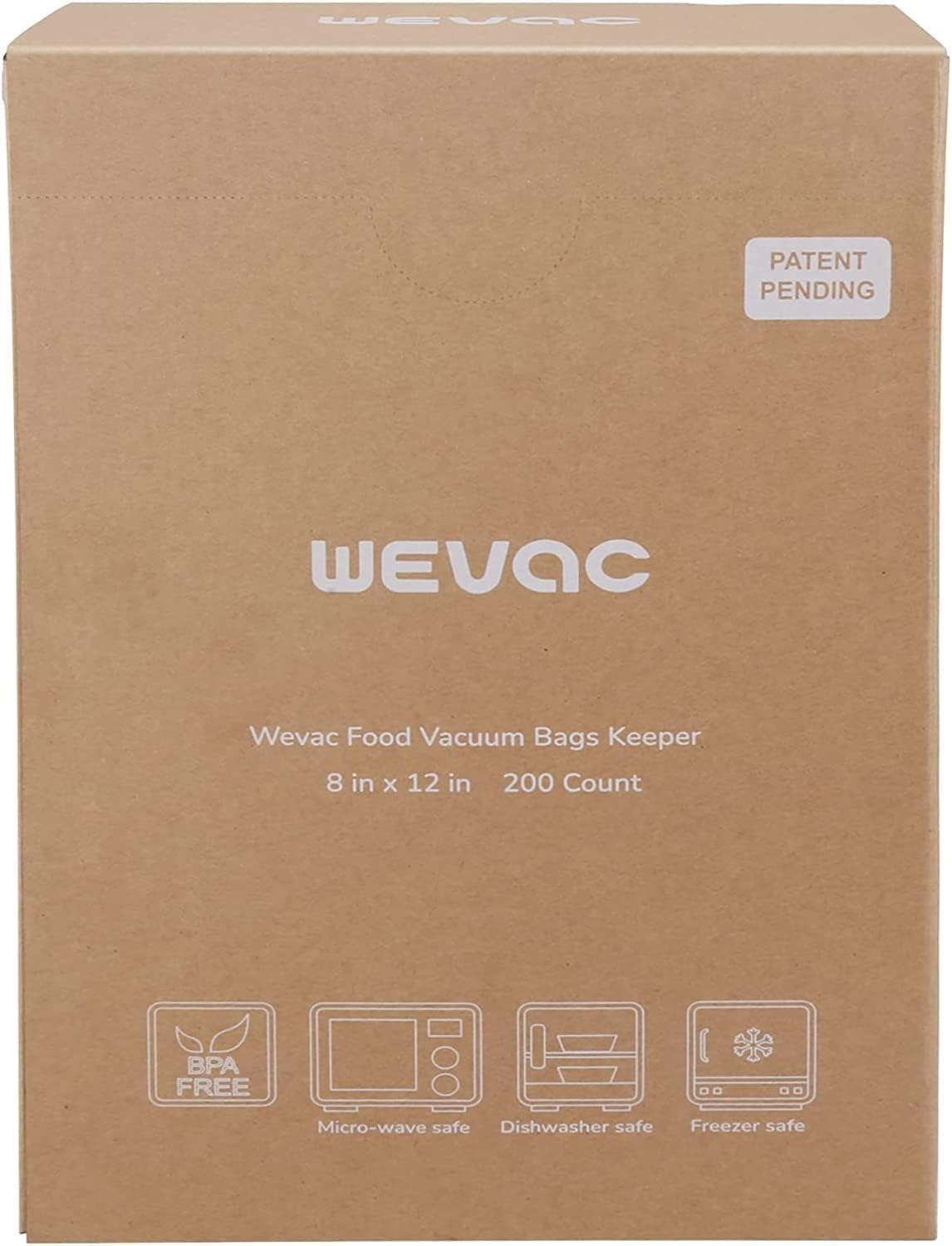 8"x12" Vacuum Sealer Bags for Food, 200 Precut Quart Bags, Keeper Box