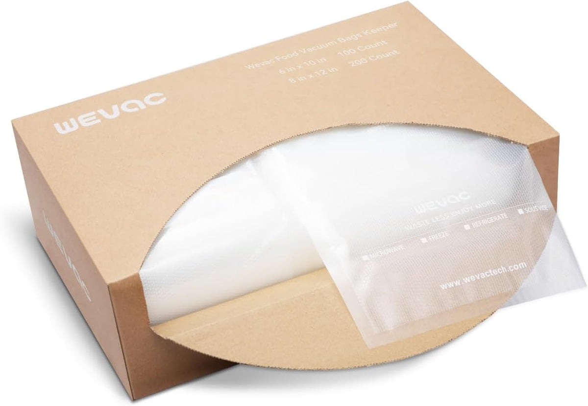 8"x12" Vacuum Sealer Bags for Food, 200 Precut Quart Bags, Keeper Box