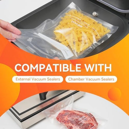 8"x12" Vacuum Sealer Bags for Food, 200 Precut Quart Bags, Keeper Box