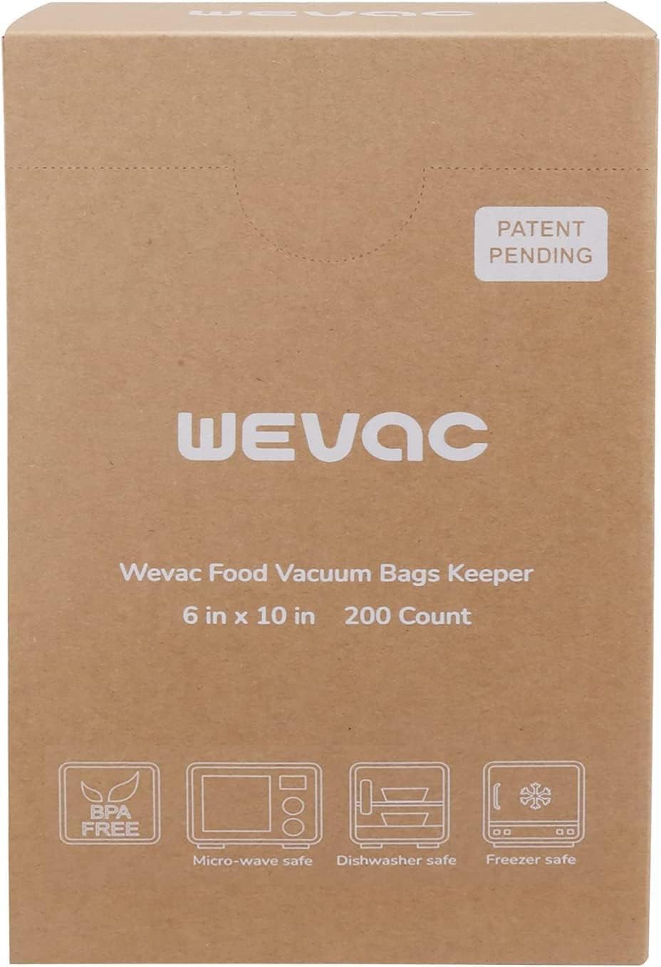 8"x12" Vacuum Sealer Bags for Food, 200 Precut Quart Bags, Keeper Box